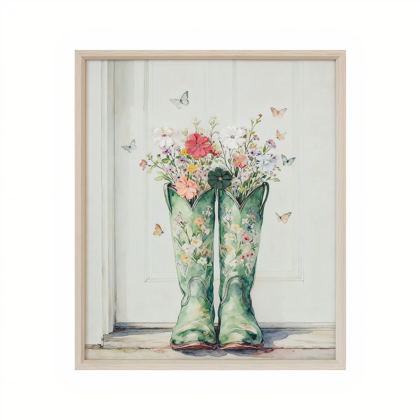 Floral Boots Canvas Wall Art – 50 × 60 cm