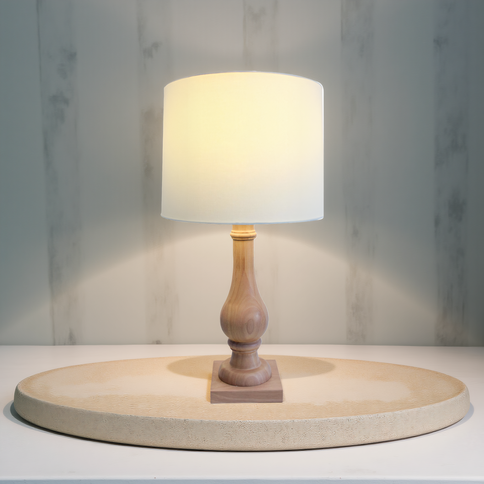 Grove Birch Timber Table Lamp with Linen Shade