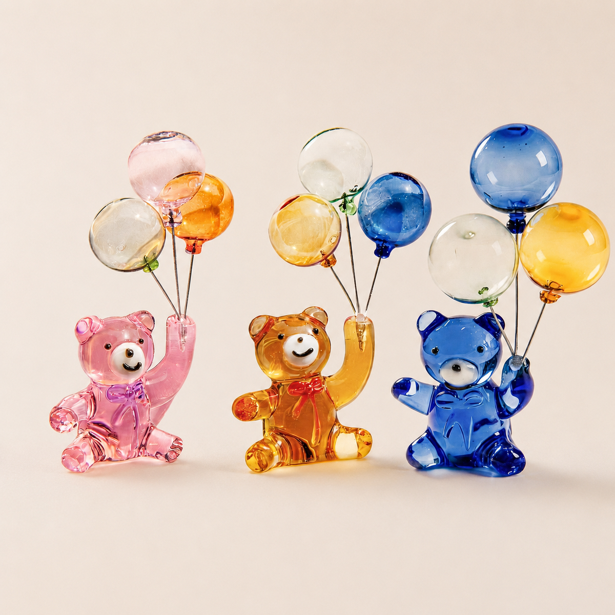 Handmade Glass Balloon Bear Figurine