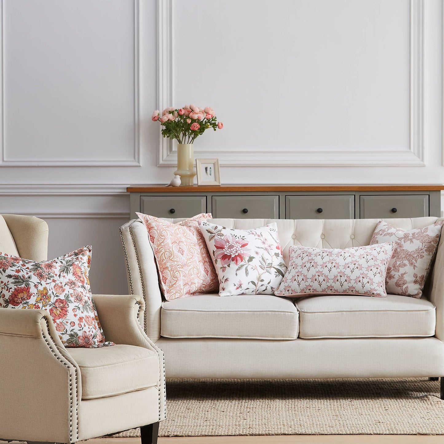 Laura Ashley Lambton Garden Cushion: Plaster Pink / 50x50cm