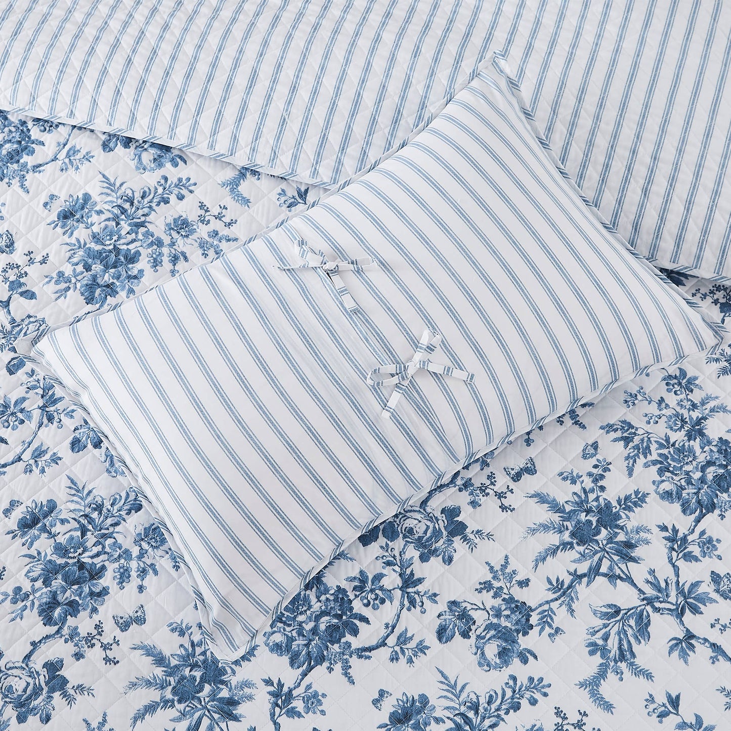 Laura Ashley Walled Garden Coverlet: Queen Bed / Midnight Blue