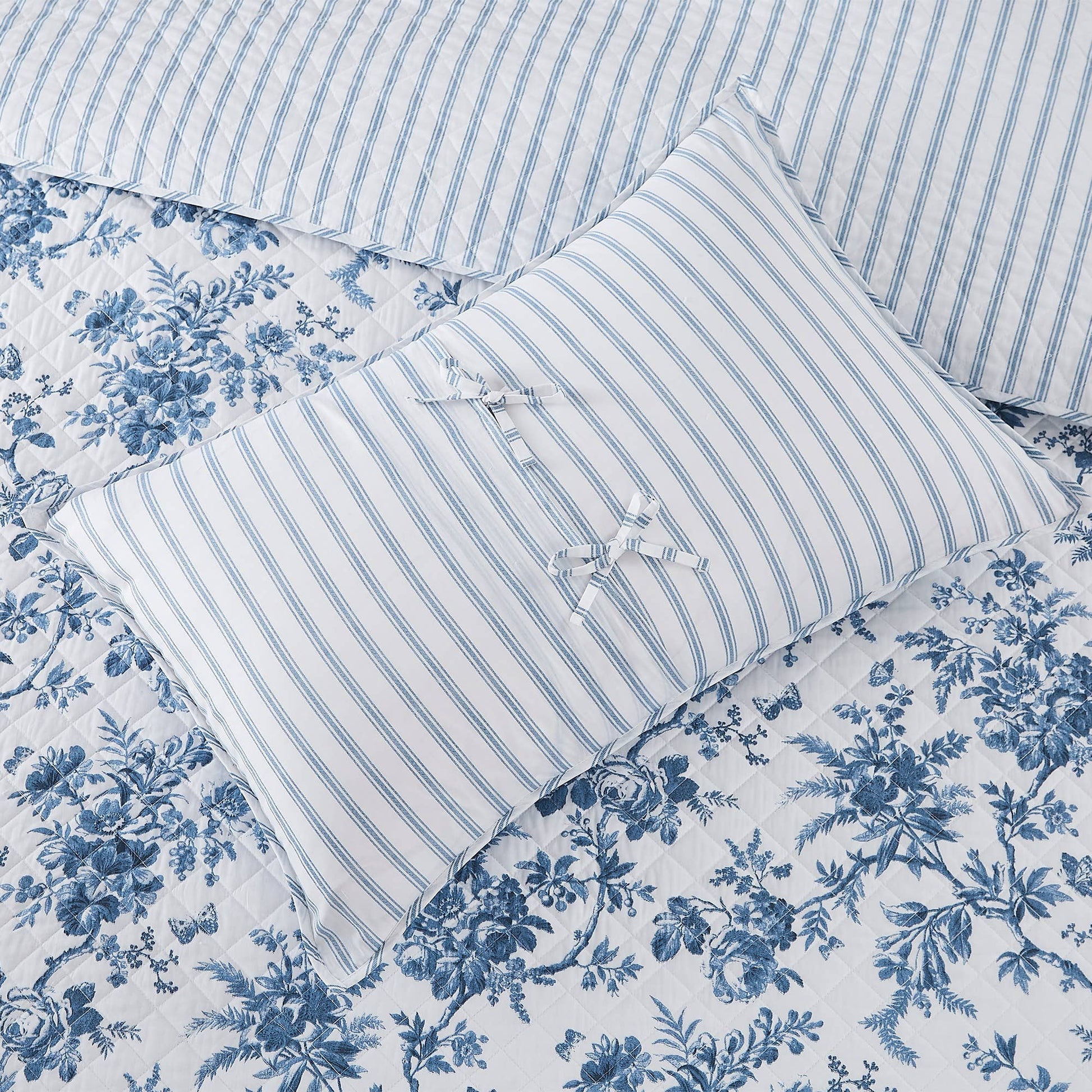 Laura Ashley Walled Garden Coverlet: Queen Bed / Midnight Blue
