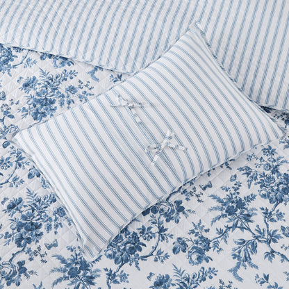 Laura Ashley Walled Garden Coverlet: Queen Bed / Midnight Blue