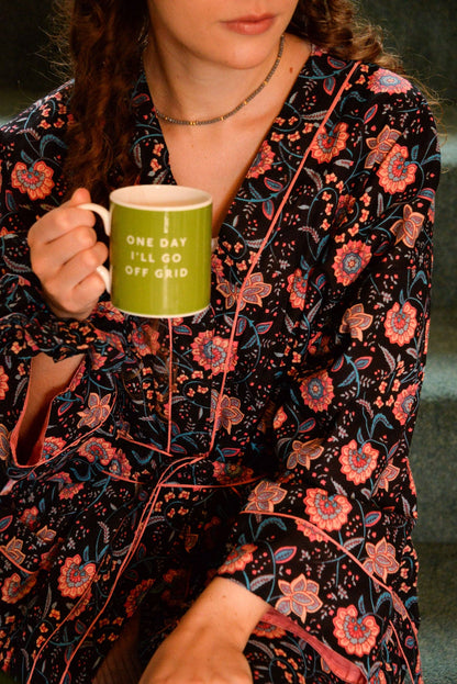 Midnight Garden Floral Cotton Robe