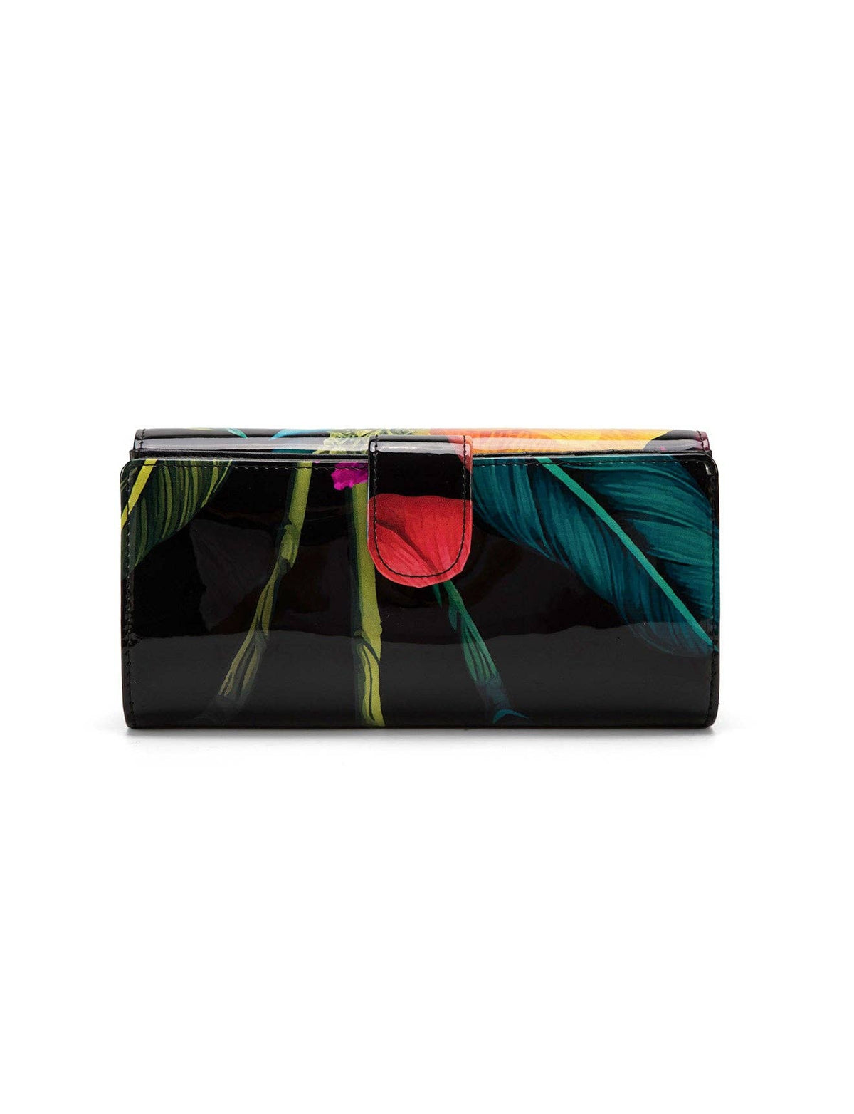 Mila Large Patent Leather Wallet with RFID Protection – Floral Print