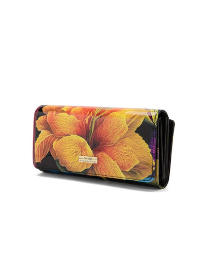Mila Large Patent Leather Wallet with RFID Protection – Floral Print