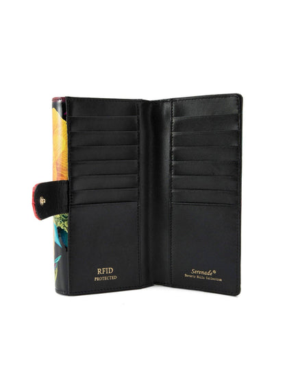 Mila Large Patent Leather Wallet with RFID Protection – Floral Print