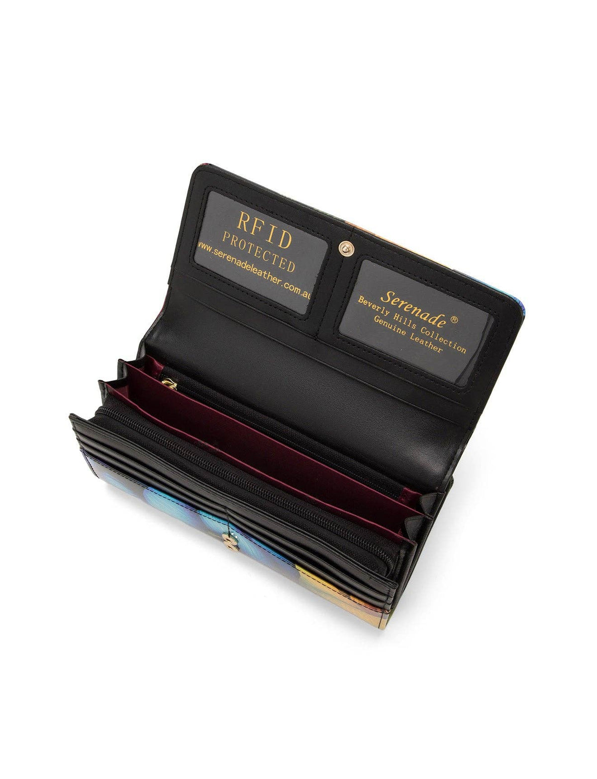Mila Large Patent Leather Wallet with RFID Protection – Floral Print