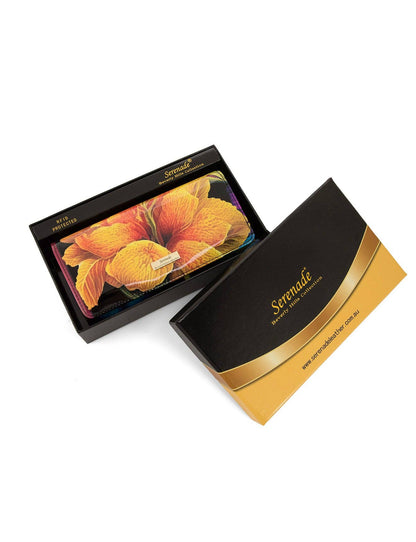Mila Large Patent Leather Wallet with RFID Protection – Floral Print