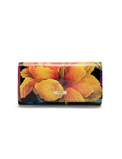 Mila Large Patent Leather Wallet with RFID Protection – Floral Print