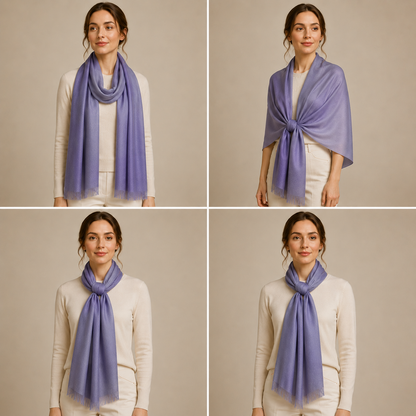 Ombre Faux Cashmere Scarf – Soft Lightweight Women's Wrap Shawl (Fuchsia, Purple & Red)
