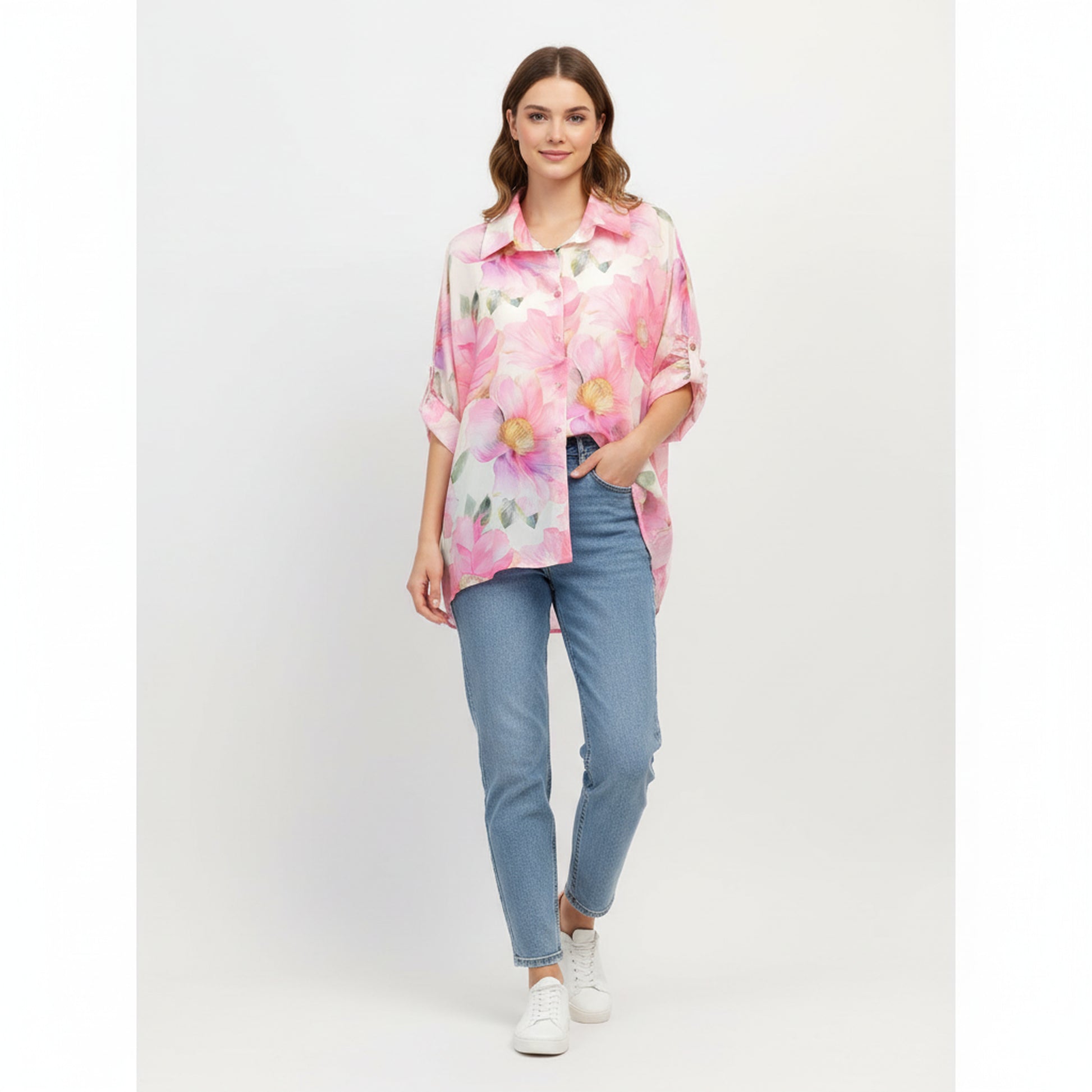 Oversized floral print shirt
