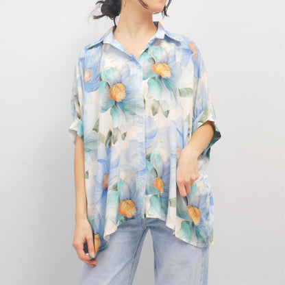 Oversized floral print shirt