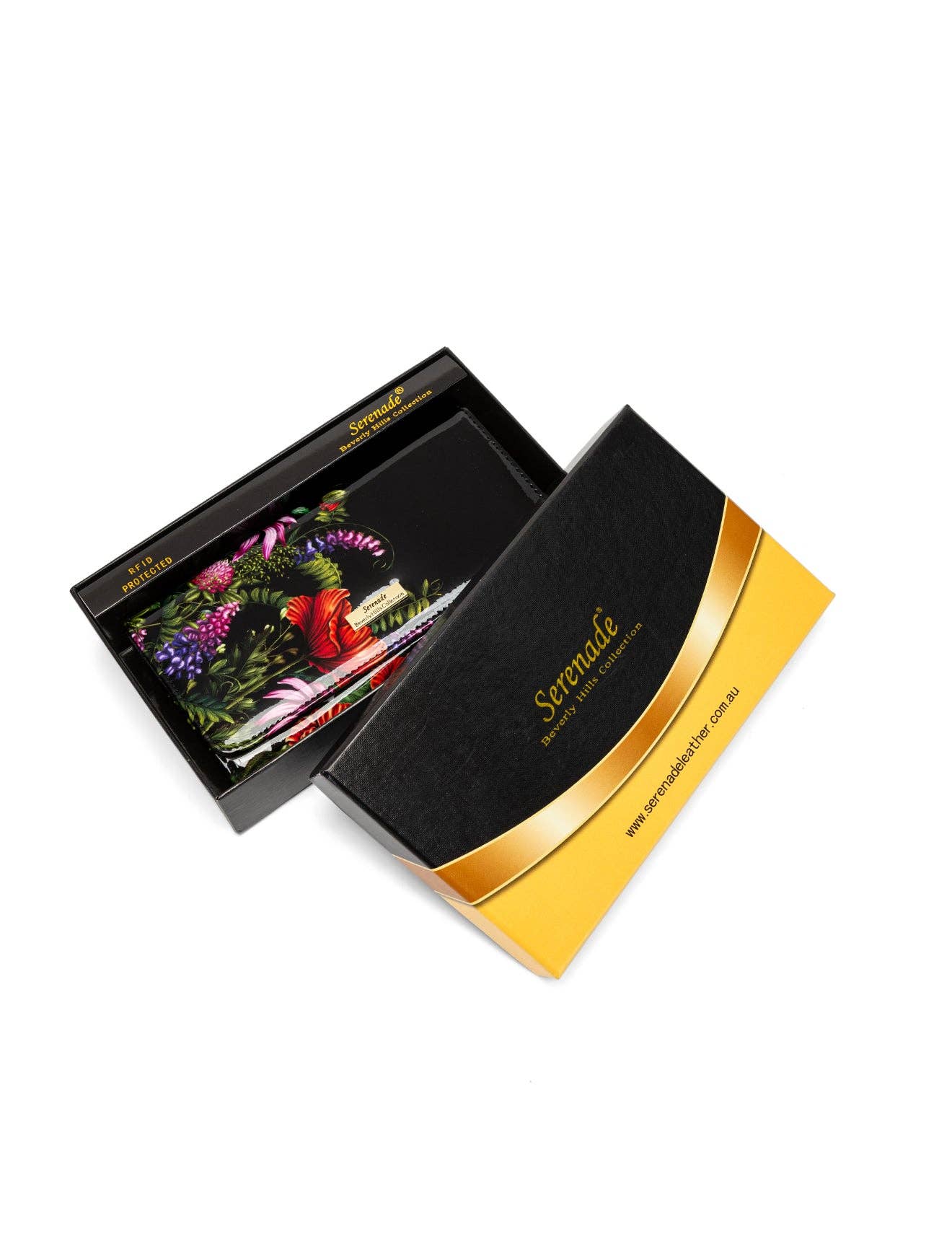 PEONY LARGE PATENT LEATHER WALLET WITH RFID - FLORAL PRINT