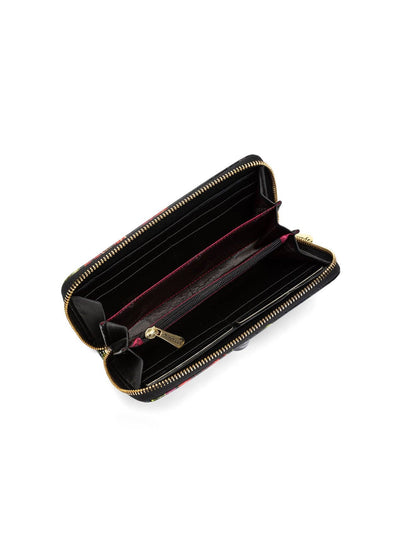 PEONY ZIP AROUND PATENT LEATHER WALLETS WITH RFID - FLORAL PRINT