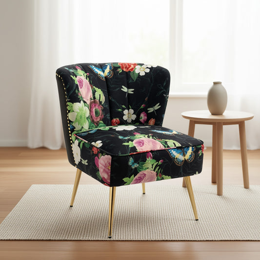 Pink Roses & Butterflies Accent Chair