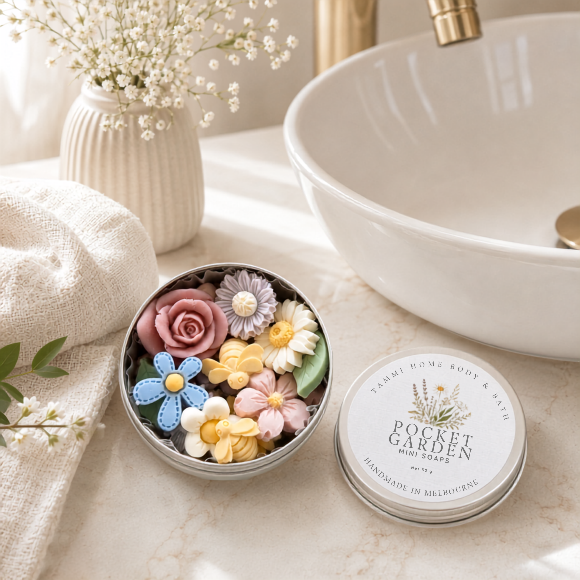 Pocket Garden Mini Soaps – Handmade Floral Soap Gift Tin