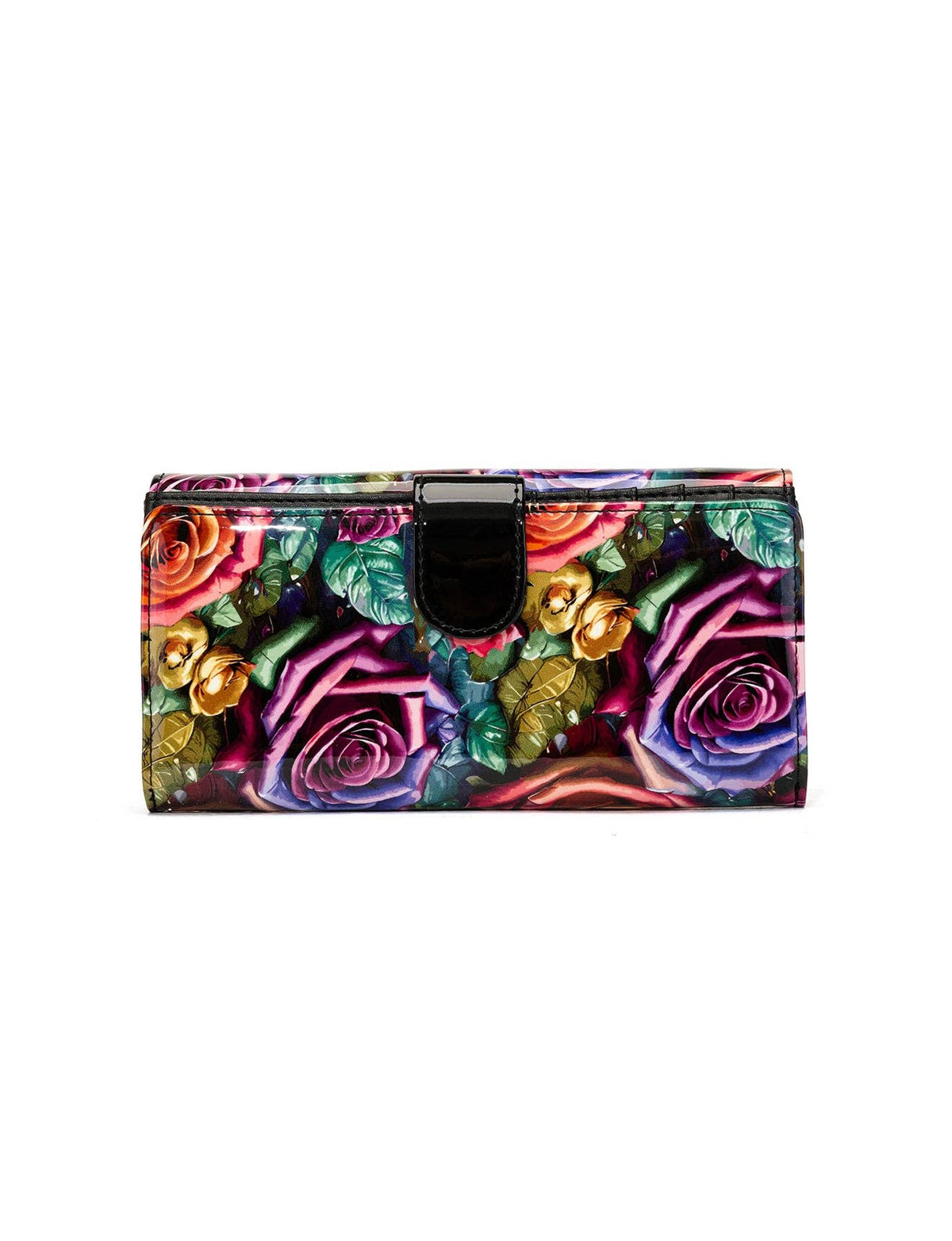 Rosetta Large Patent Leather Wallet with RFID Protection – Rose Print