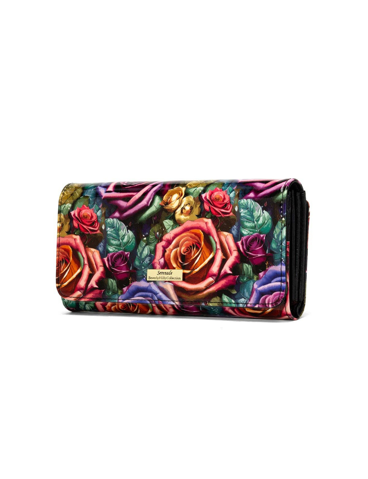 Rosetta Large Patent Leather Wallet with RFID Protection – Rose Print