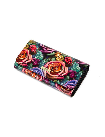 Rosetta Large Patent Leather Wallet with RFID Protection – Rose Print