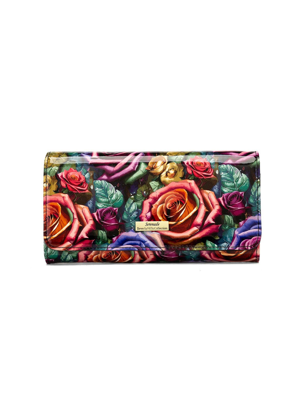 Rosetta Large Patent Leather Wallet with RFID Protection – Rose Print