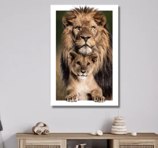 Lion and Cub Tempered Glass Wall Art
