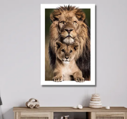 Lion and Cub Tempered Glass Wall Art