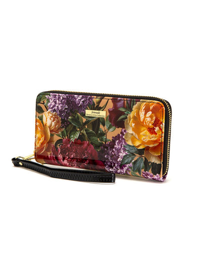 Serenade Bouquet Patent Leather Zip Around Wallet – RFID Protected