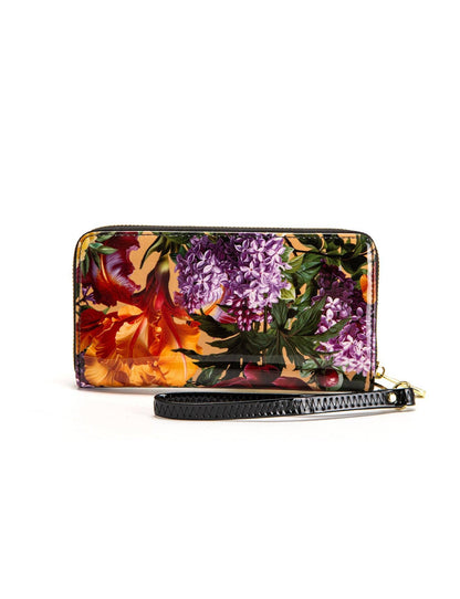 Serenade Bouquet Patent Leather Zip Around Wallet – RFID Protected