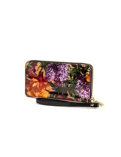 Serenade Bouquet Patent Leather Zip Around Wallet – RFID Protected