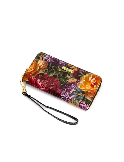 Serenade Bouquet Patent Leather Zip Around Wallet – RFID Protected