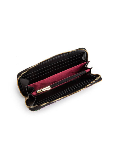 Serenade Bouquet Patent Leather Zip Around Wallet – RFID Protected