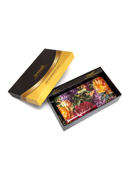Serenade Bouquet Patent Leather Zip Around Wallet – RFID Protected