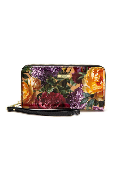 Serenade Bouquet Patent Leather Zip Around Wallet – RFID Protected
