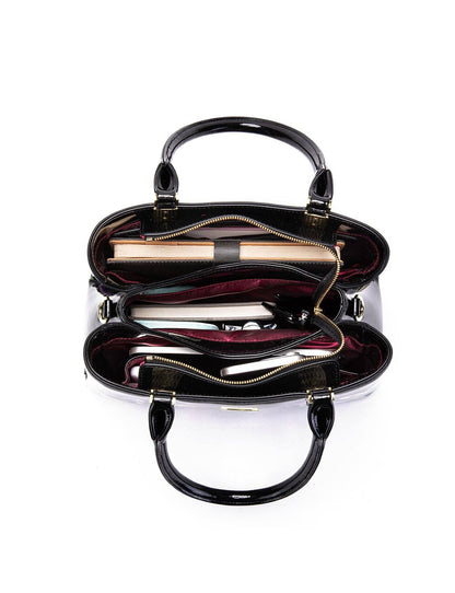 Serenade Dizzy Lizzy Patent Leather Handbag – Floral Border Design