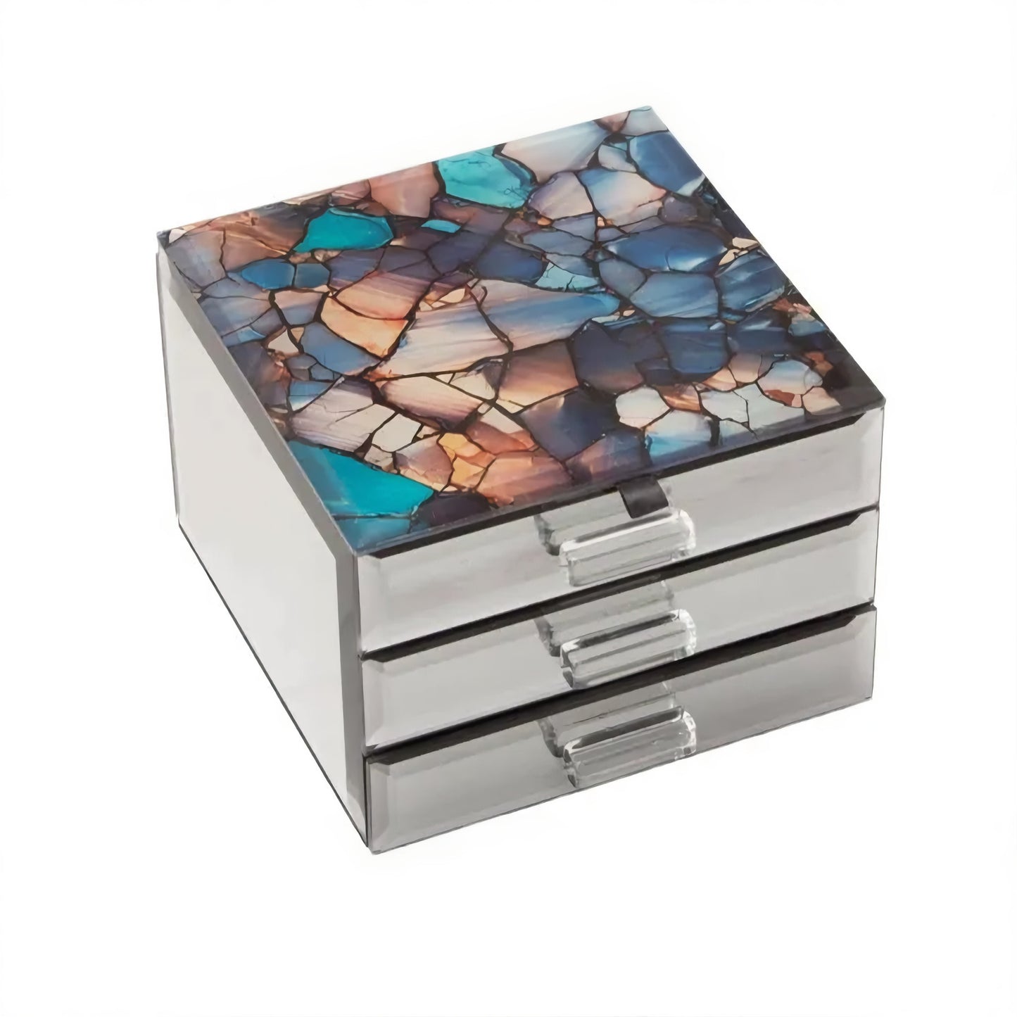 Tempered Glass 3 Drawer Jewellery Box
