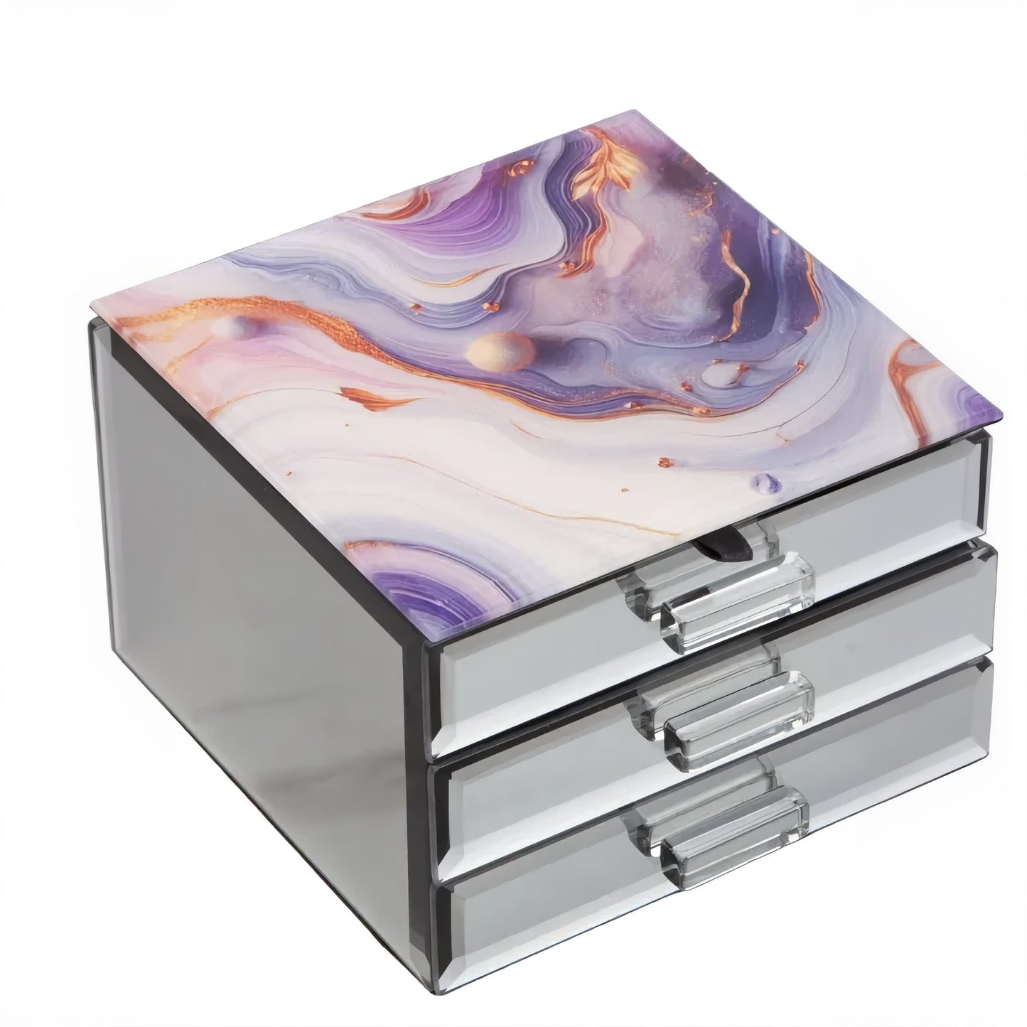 Tempered Glass 3 Drawer Jewellery Box