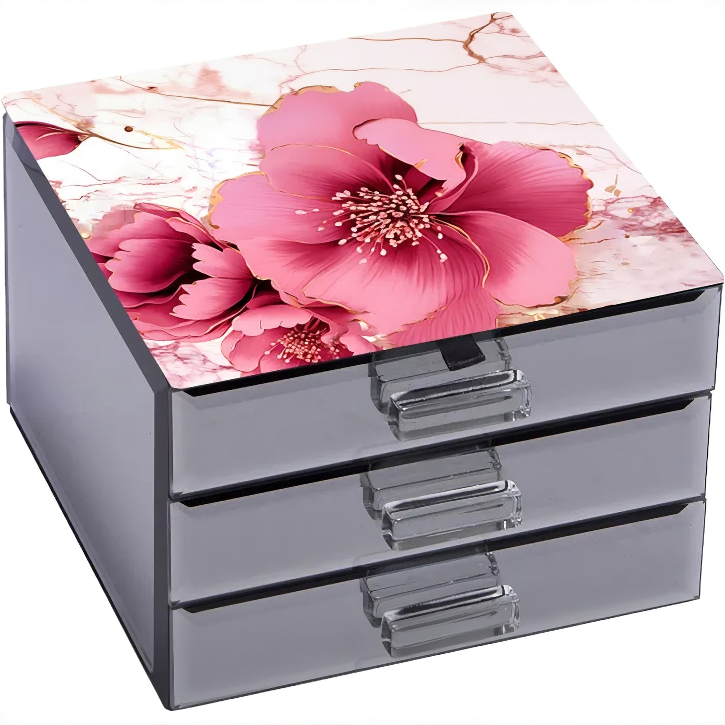 Tempered Glass 3 Drawer Jewellery Box