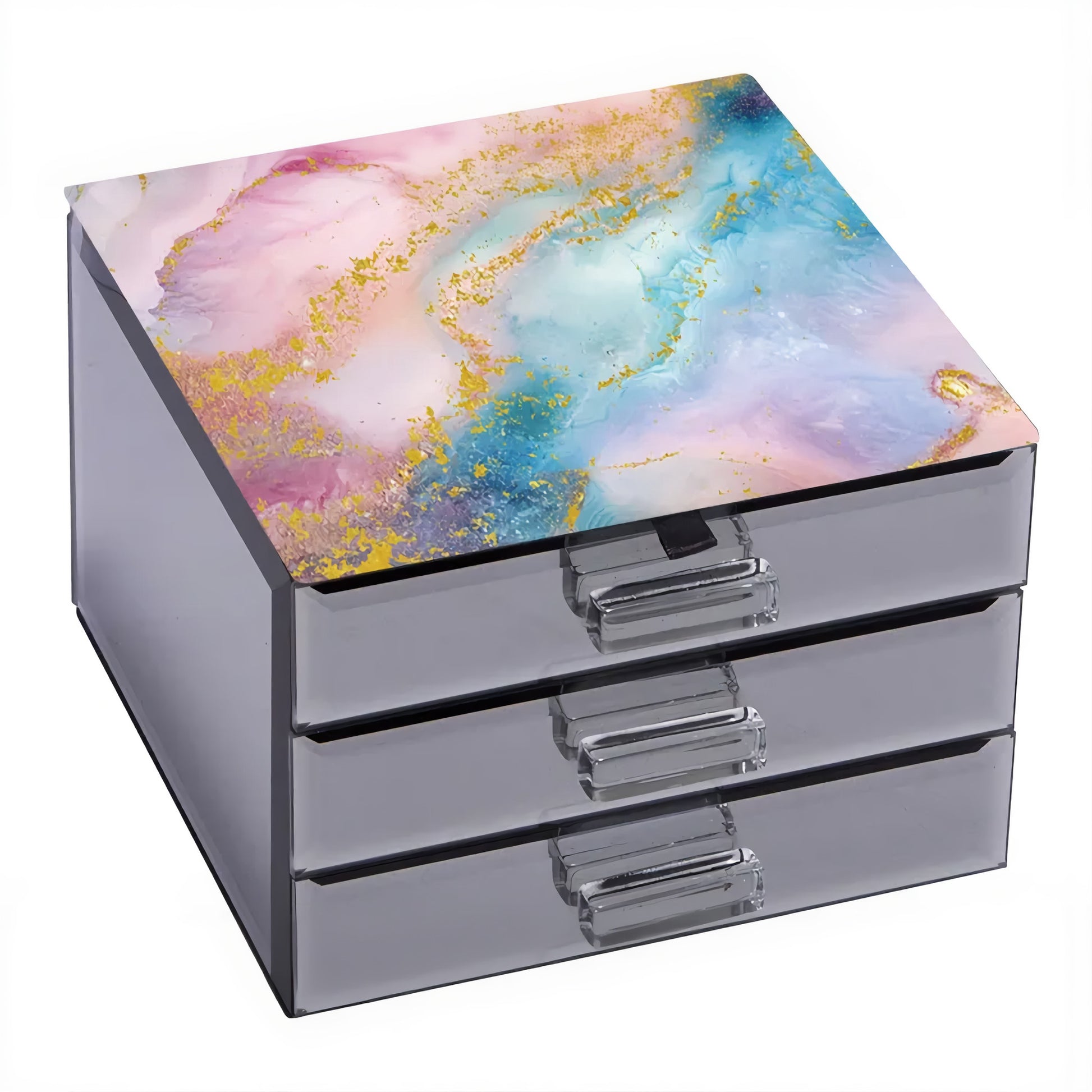 Tempered Glass 3 Drawer Jewellery Box