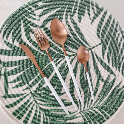 White and Copper Cutlery (Set of 16)
