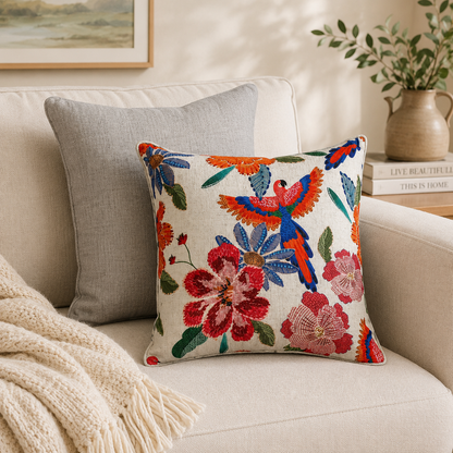 Wing It Tropical Bird Decorative Cushion 50x50cm | Floral Accent Cushion