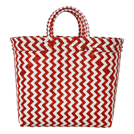 ZigZag Short Handle Recycled Plastic Woven Basket