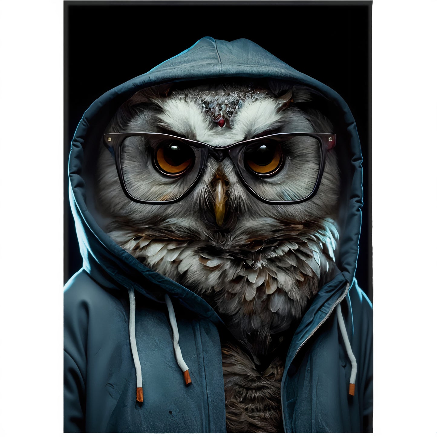 Cool Owl Framed Wall Art – 3D Bling Print