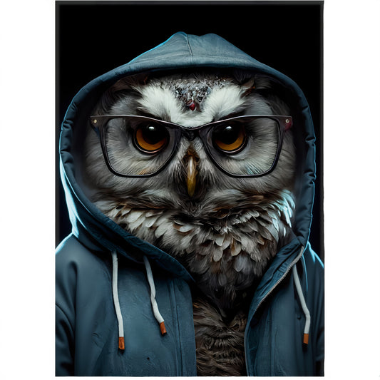 Cool Owl Framed Wall Art – 3D Bling Print