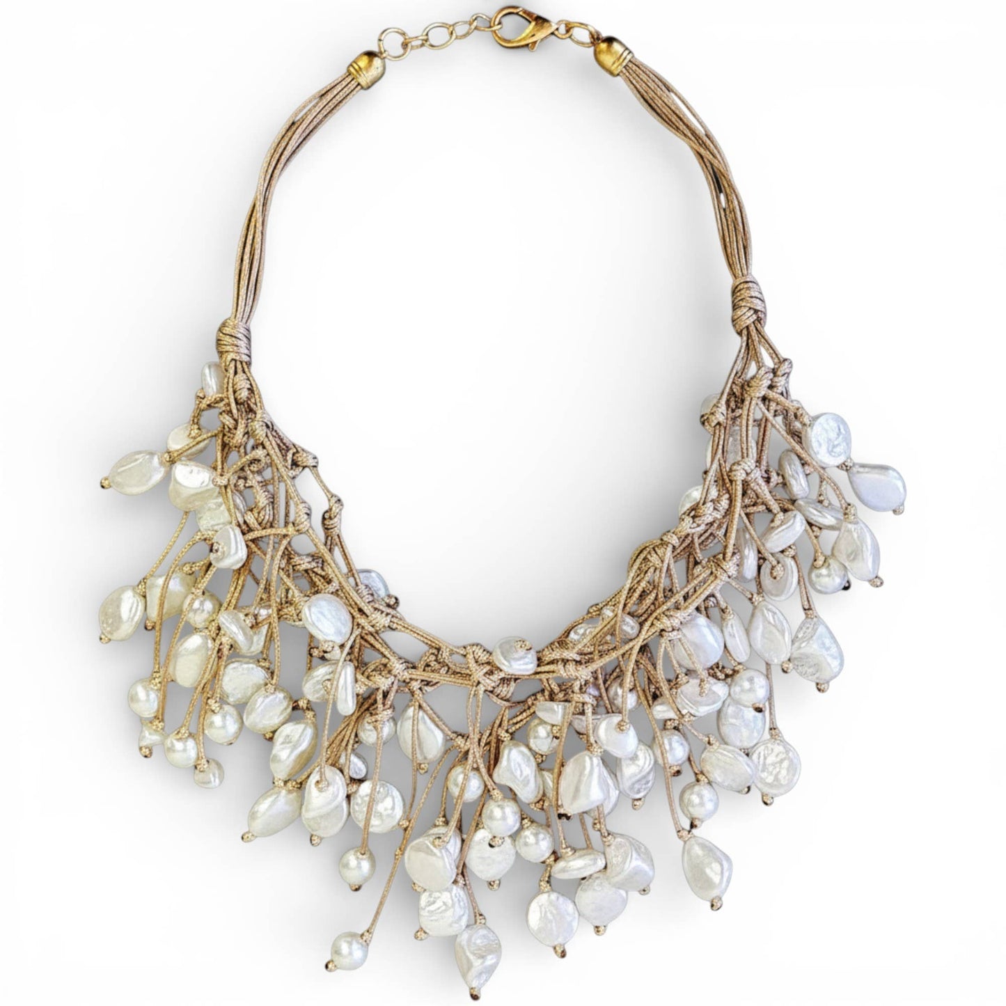 Coastal Knotted Pearl Necklace | Handmade Statement Jewelry