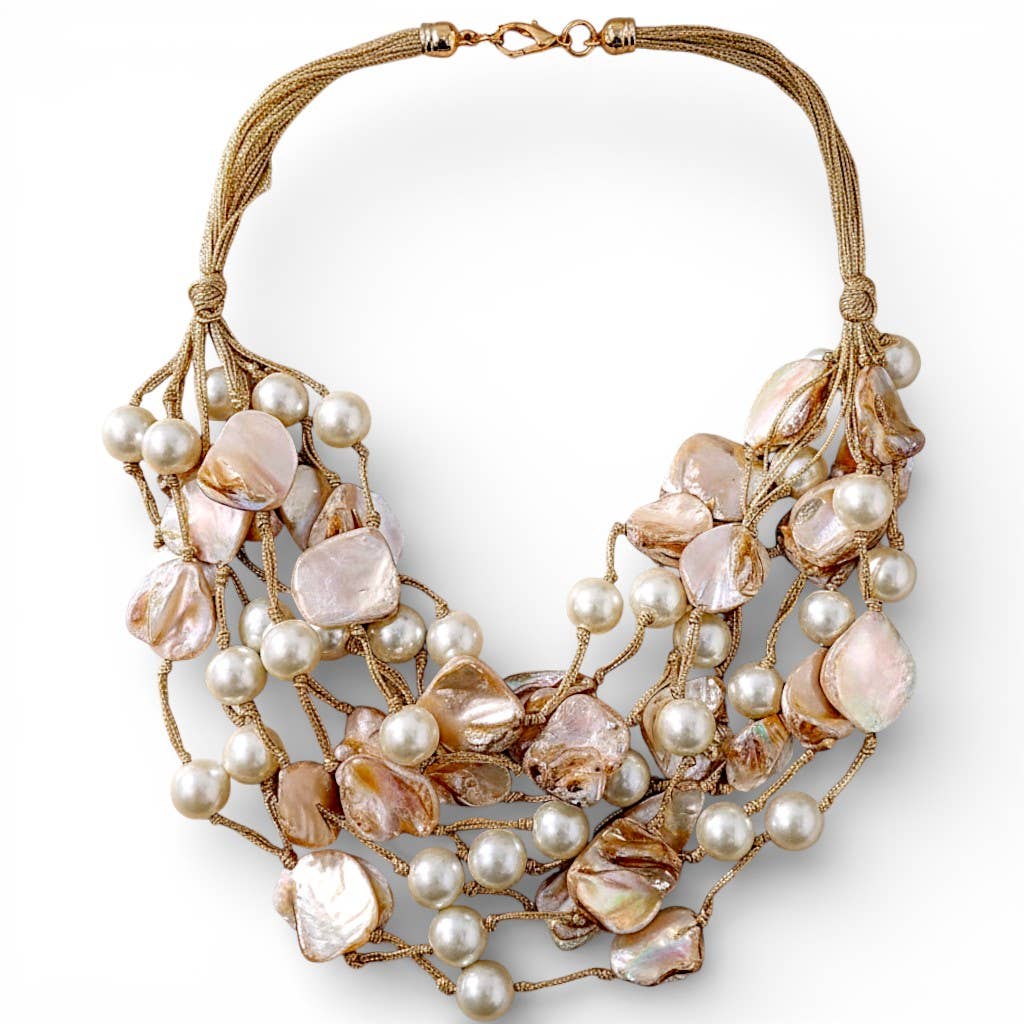 Chunky Shell & Pearl Necklace | Handmade Statement Jewelry