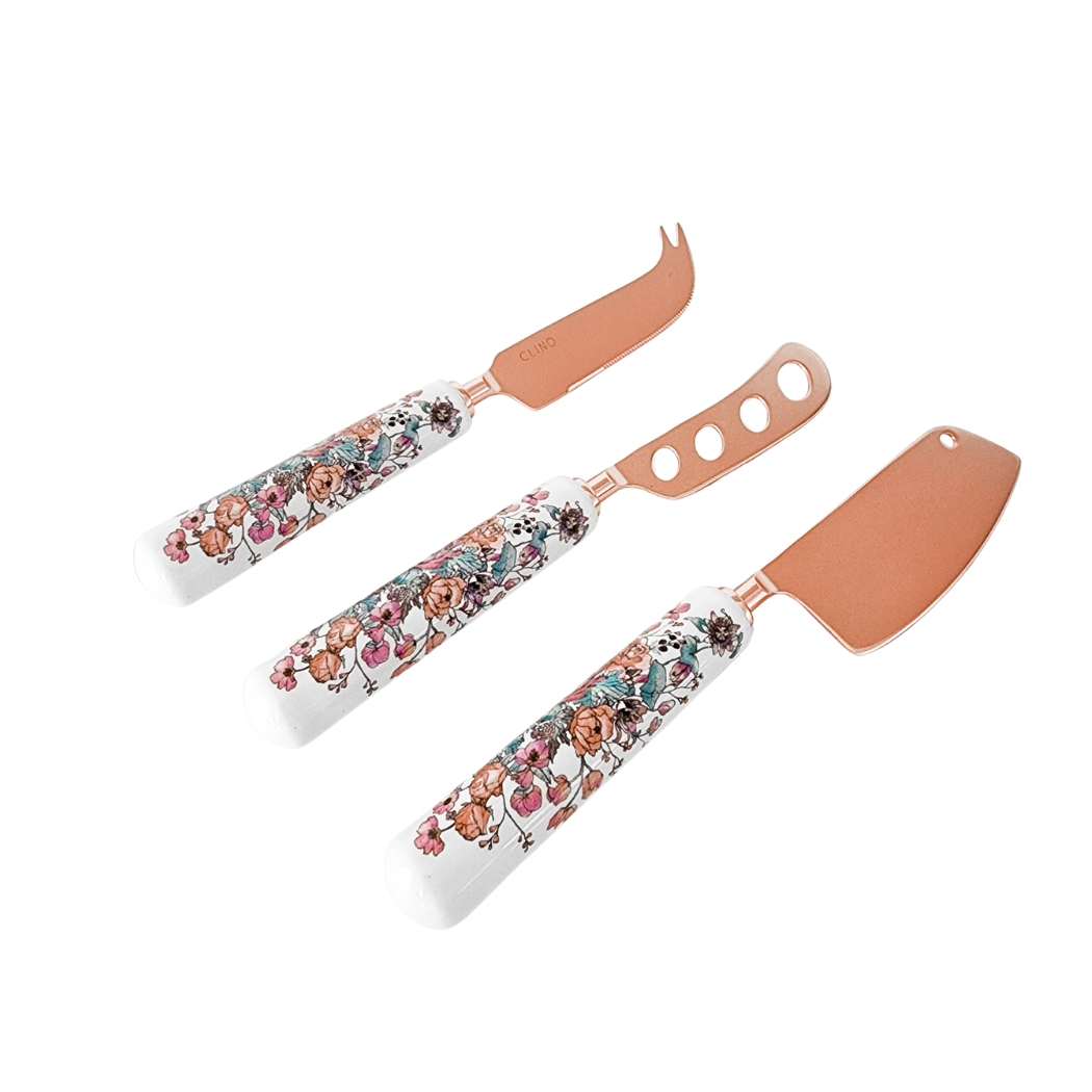Floral 3 Piece Cheese Knife Set