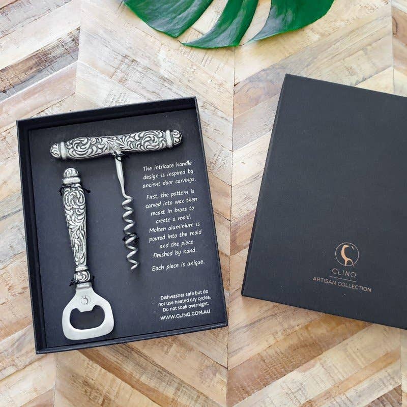 Carved Handle Corkscrew Set