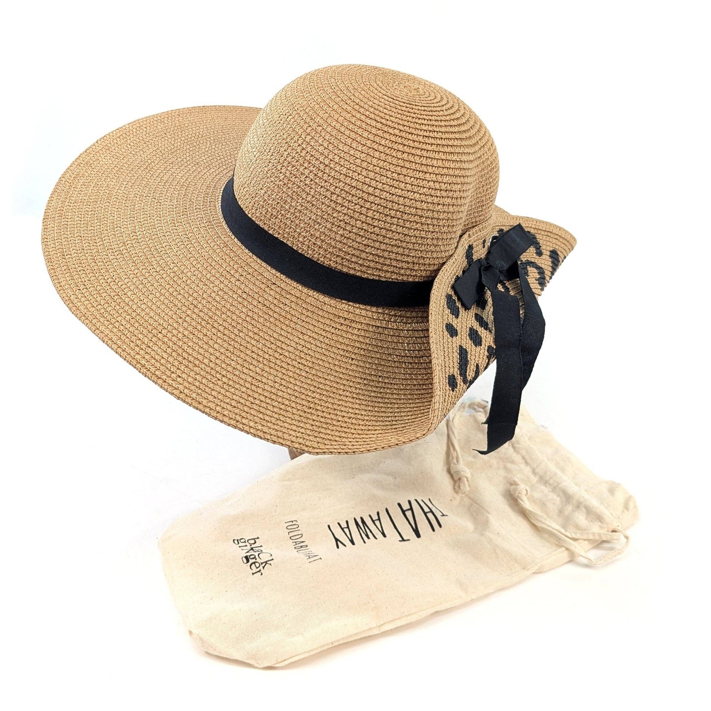 Foldable Animal Print Hat (57cm)- Dark Natural