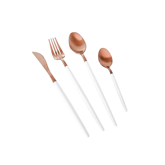 White and Copper Cutlery  (Set of 16)